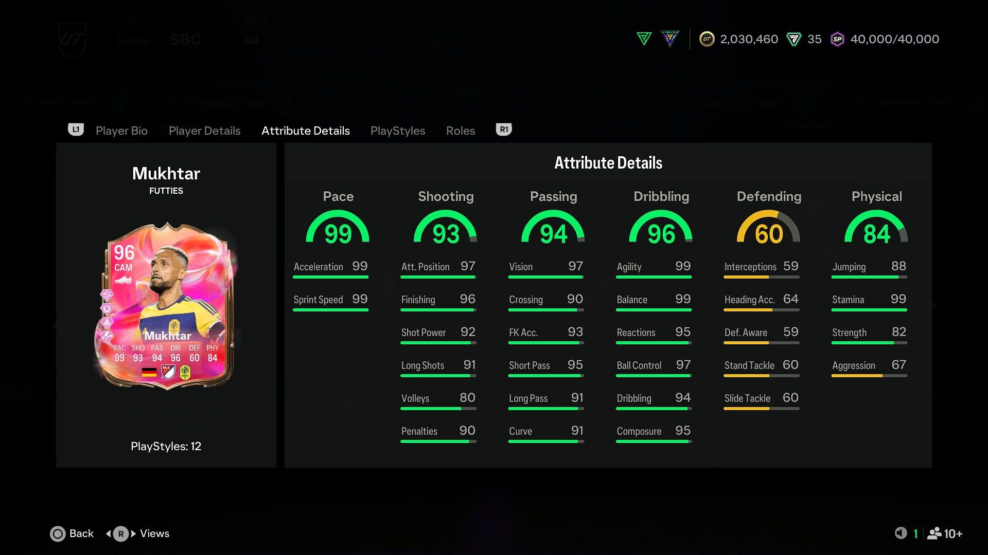 The stats (Image via EA Sports)